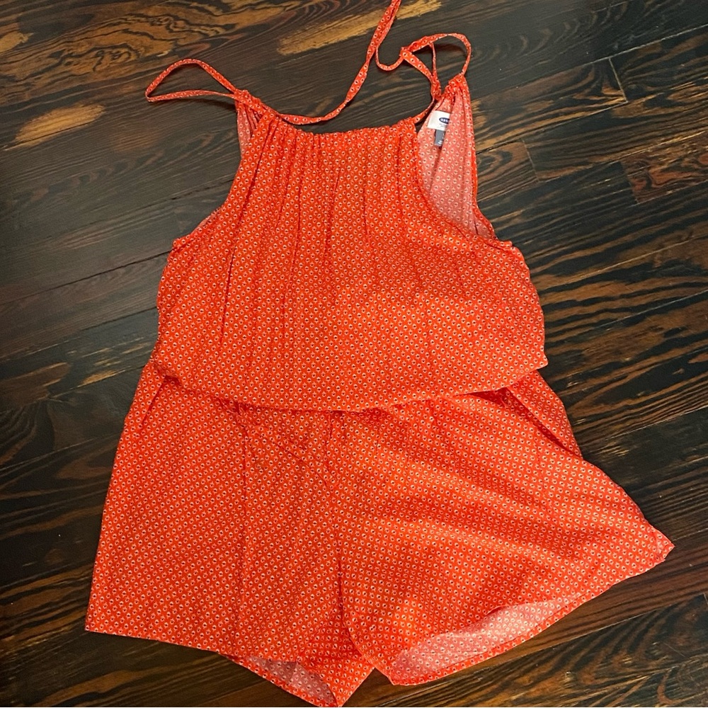 Old Navy Orange Sleeveless Romper, size L